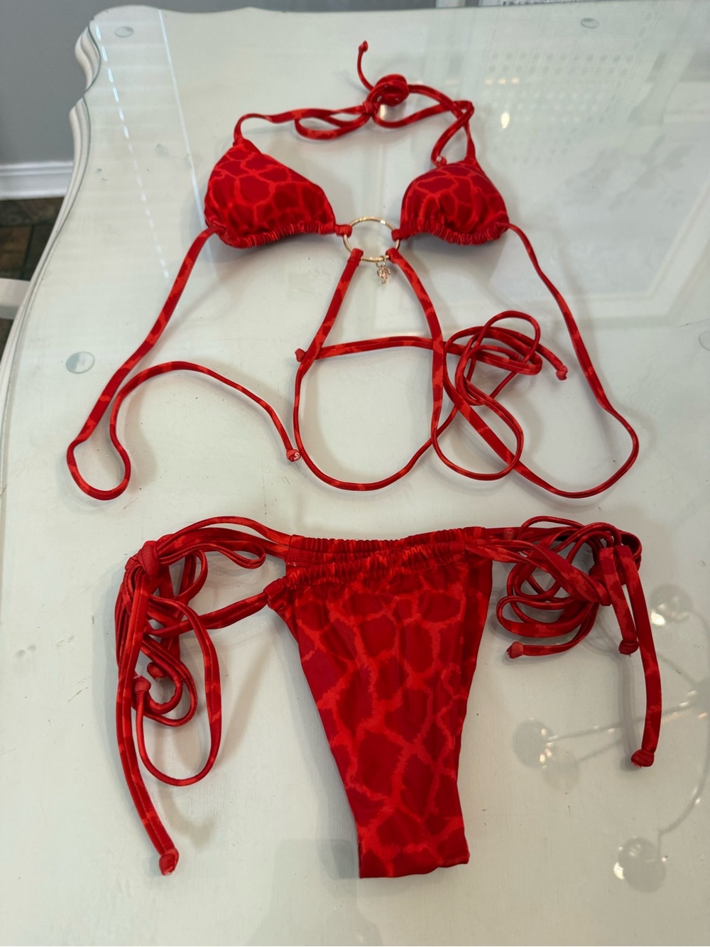 Red Women's Tie-Side Bikini Set - Tucann firm price